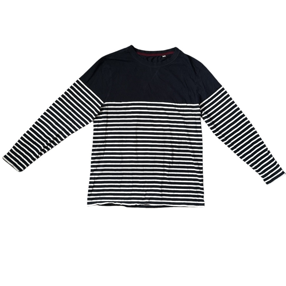 Blue and White Striped Long Sleeve Shirt